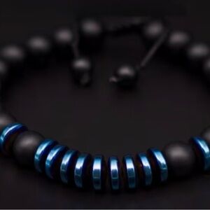 Black and Blue Beaded Bracelet